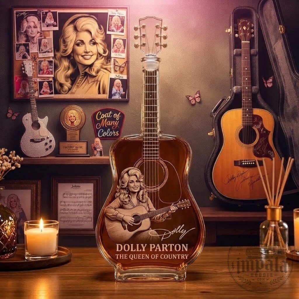 Dolly Parton Country Music Queen Guitar Whiskey Decanter Bottle