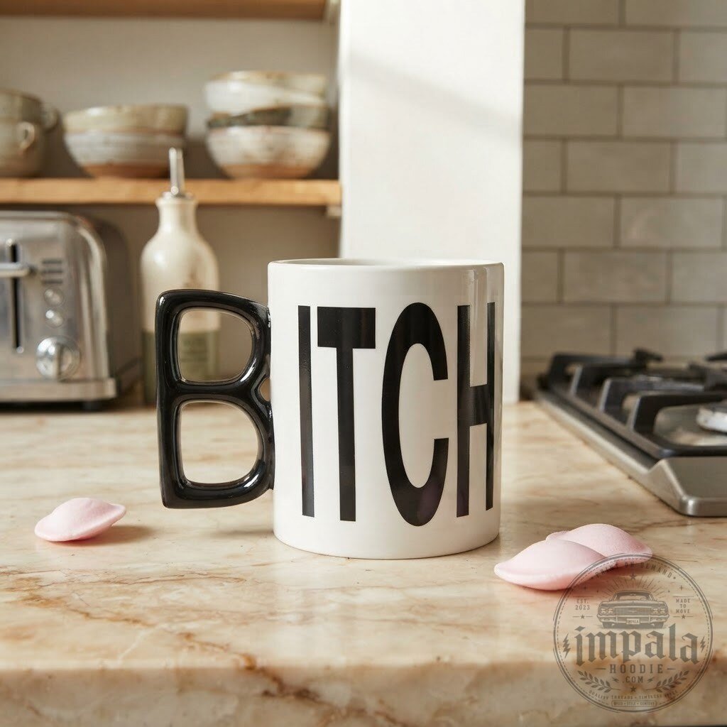 Funny Bitch Mug With Black Letter Handle Sarcastic Gift for Best Friend