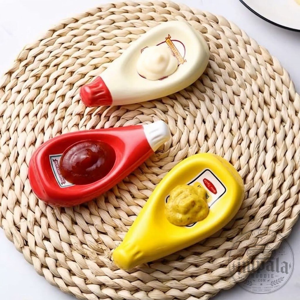 Funny Ceramic Squeeze Bottle Sauce Dish Dip Tray