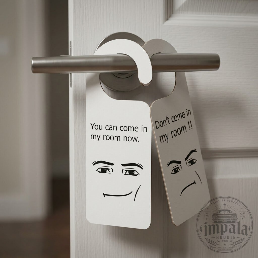 Funny Roblox Face Double-Sided Door Hanger Sign