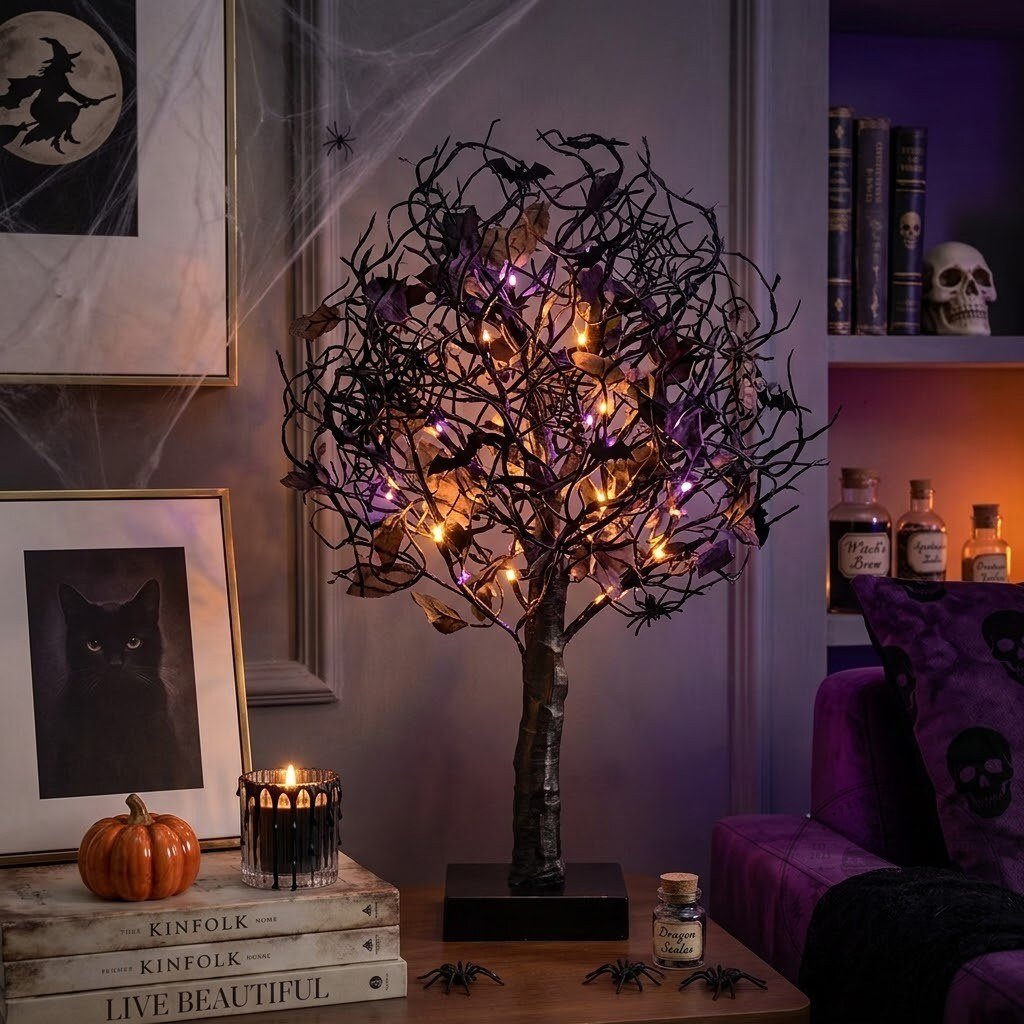 Halloween Black Tree LED Light Decor Lamp
