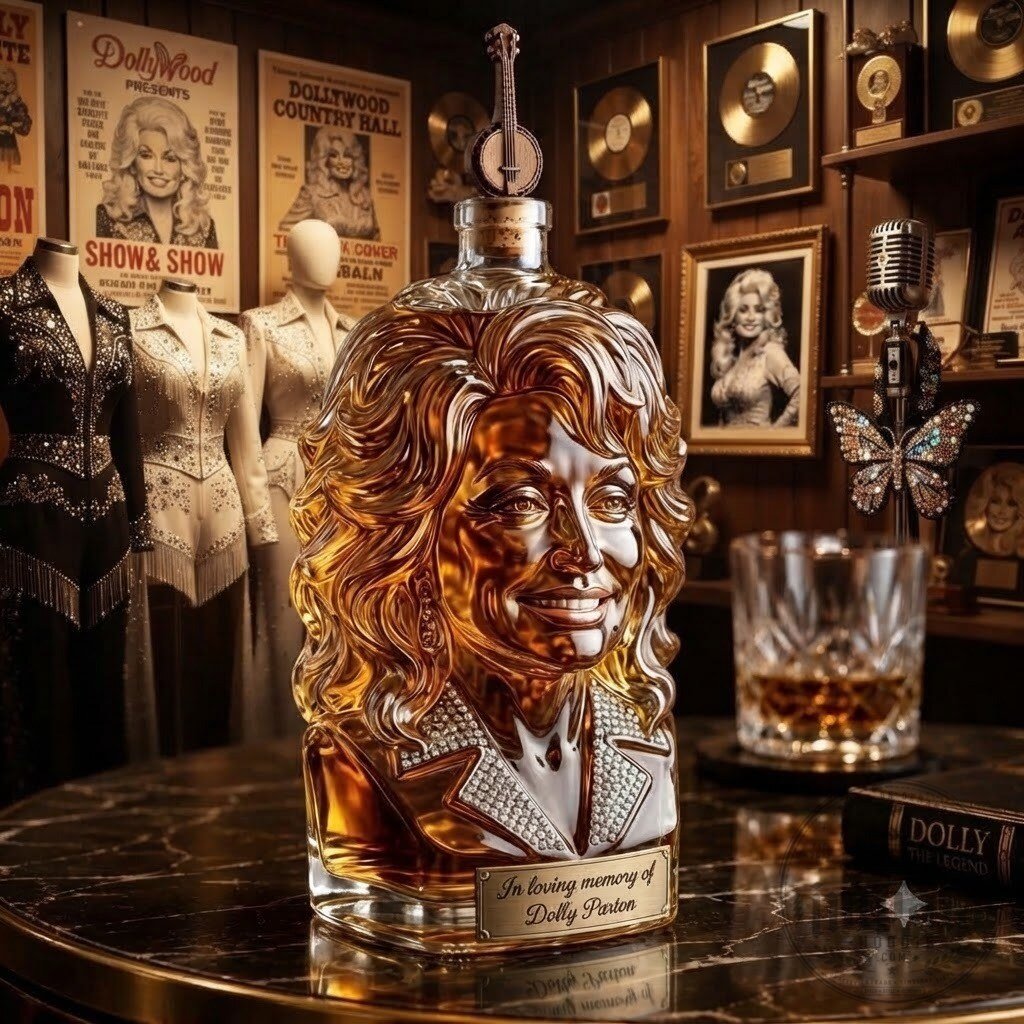 In Loving Memory Of Dolly Parton Whiskey Decanter Bottle