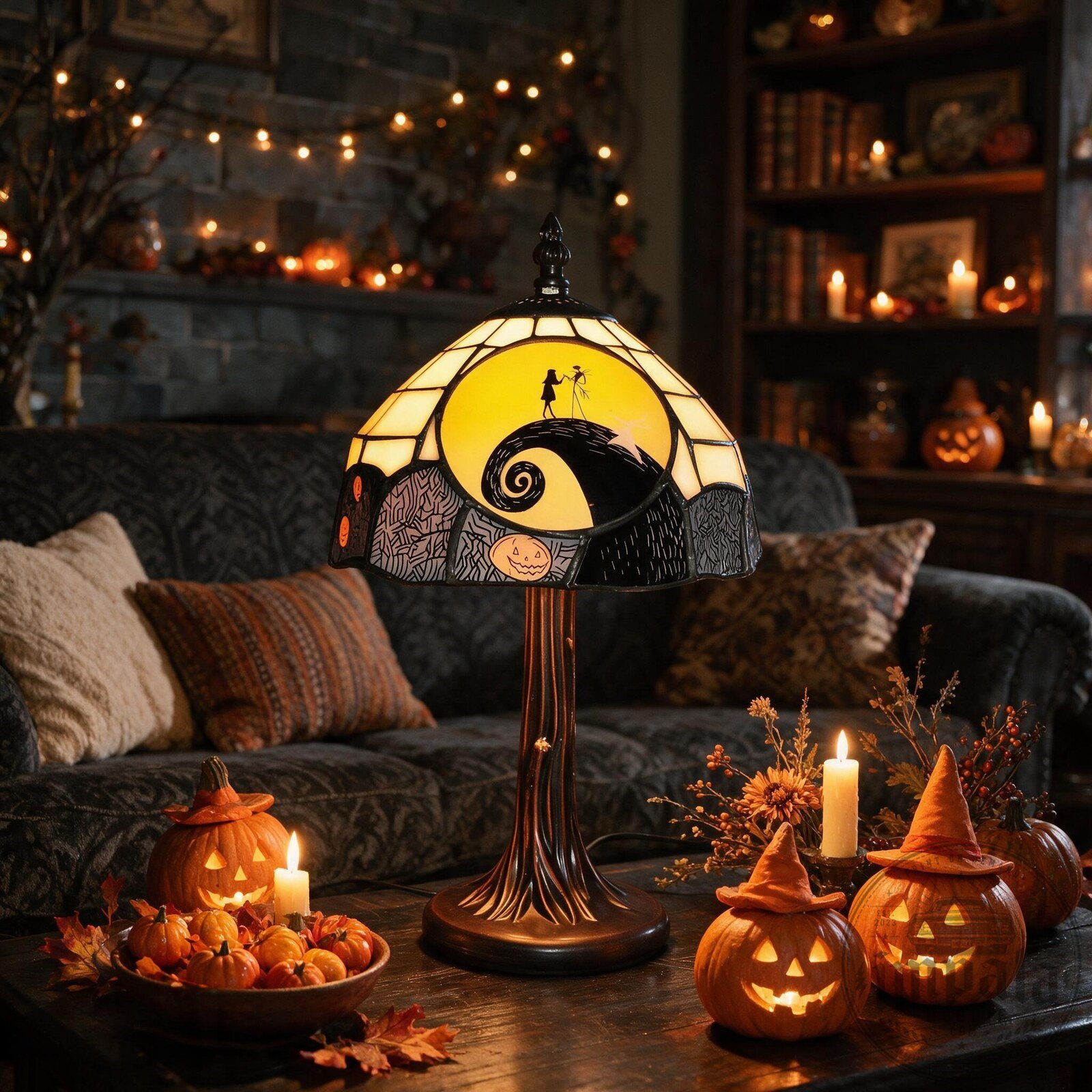 Jack & Sally The Nightmare Before Christmas Stained Glass Lamp 8 Jack & Sally The Nightmare Before Christmas Stained Glass Lamp