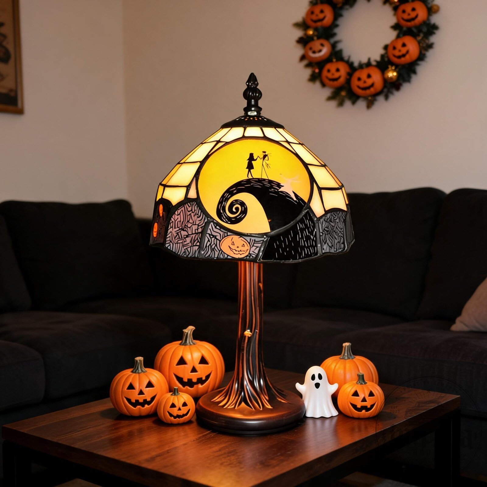 Jack & Sally The Nightmare Before Christmas Stained Glass Lamp 9 Jack & Sally The Nightmare Before Christmas Stained Glass Lamp