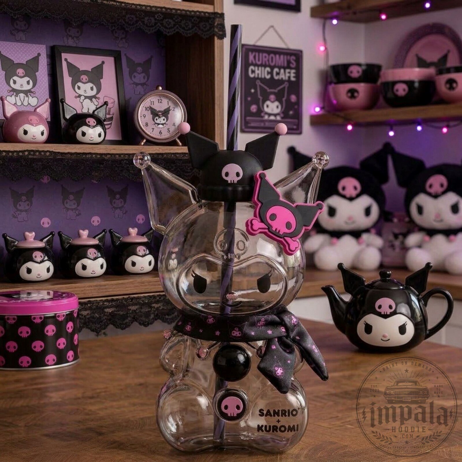Sanrio Kuromi Transparent Tumbler With Straw