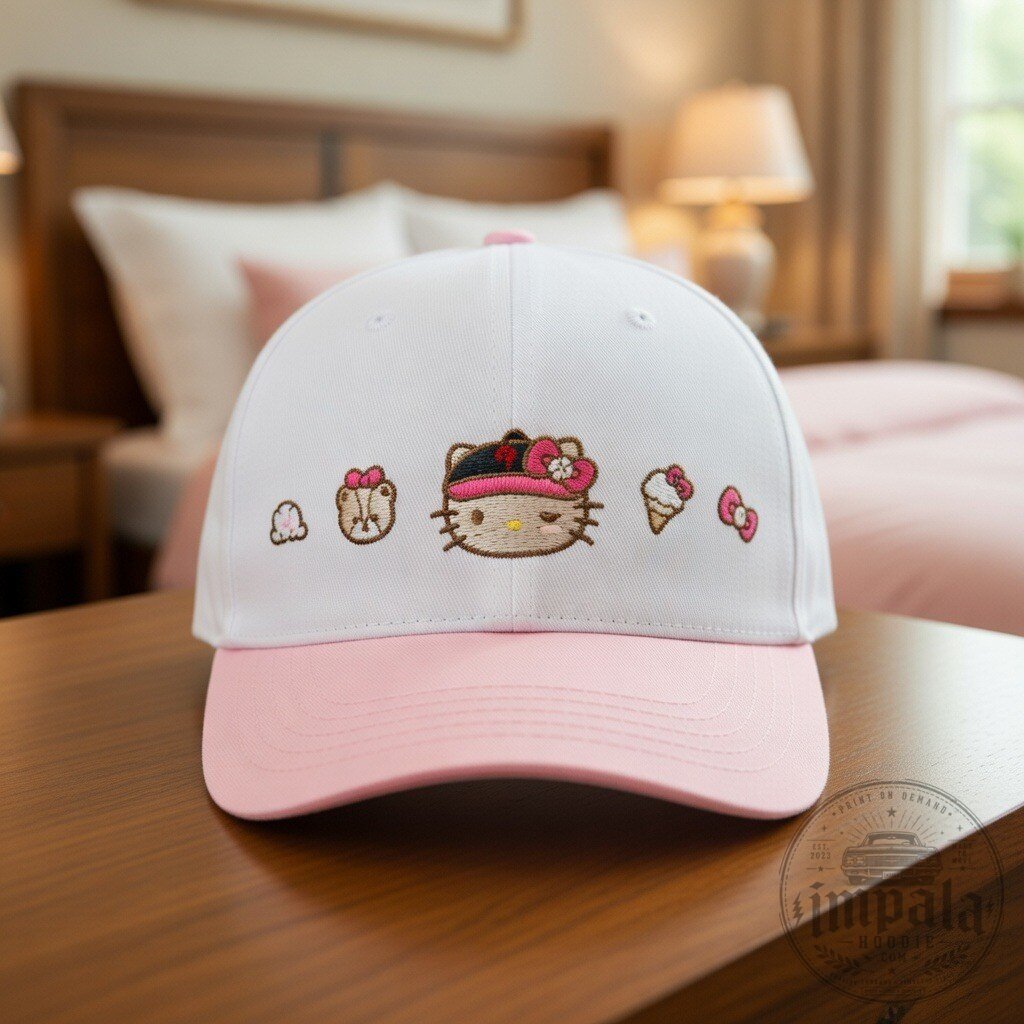 TWICE Nayeon Cute Pink Hello Kitty Embroidered Baseball Cap 9 TWICE Nayeon Cute Pink Hello Kitty Embroidered Baseball Cap